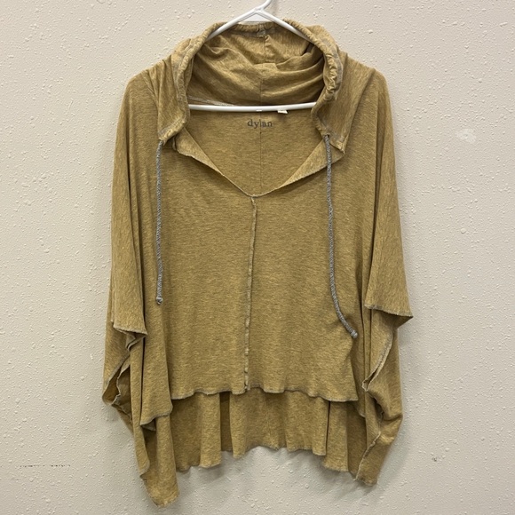 Dylan Tan Hooded Lagenlook Semi crop Pullover Large #715 - Picture 1 of 11